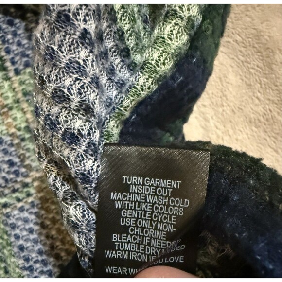 Torrid Size 2 2X 18 20 Green & Navy Plaid Brushed Waffle Knit Cowl Neck Top - Picture 7 of 7